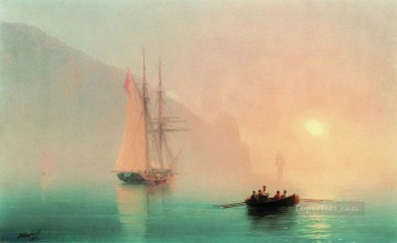 風景 Painting - イワン・アイヴァゾフスキー 霧の日のアユの群れ 海の風景